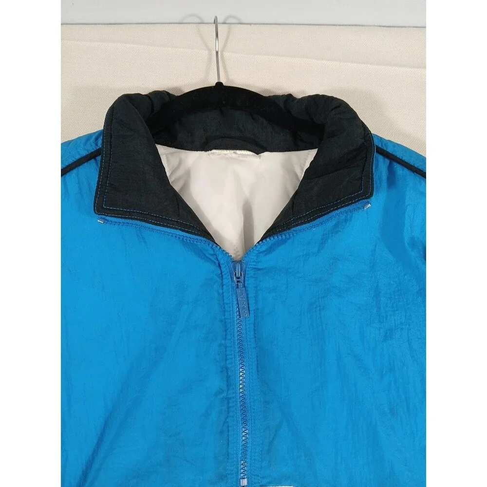 Vintage 90s Adidas Mens Medium Spell Out Pullover Hooded Puffer Anorak Jacket XL